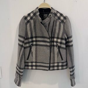 NWOT Gap Women’s gray Wool plaid moto jacket Coat- Short